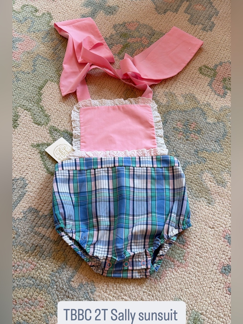 The Beaufort Bonnet Company Pink Bib Plaid Baby Sunsuit